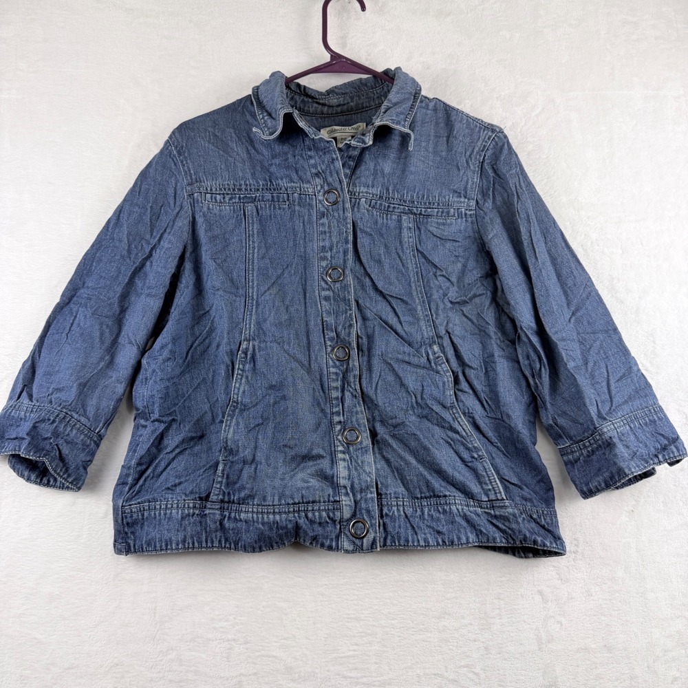 Coldwater Creek Denim‎ Jacket Blue Tencel Blend 3/4 Sleeve P12